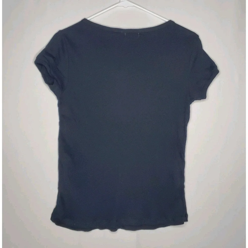 Deb‎ Vtg Ribbed Lace Babydoll Top Women Large Black Button 90s Y2K Grunge Fairy